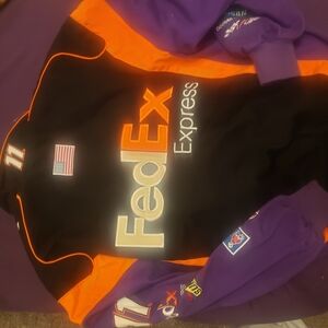 FedEx Women's or Men’s Black, Orange & Purple Racing Bomber Jacket